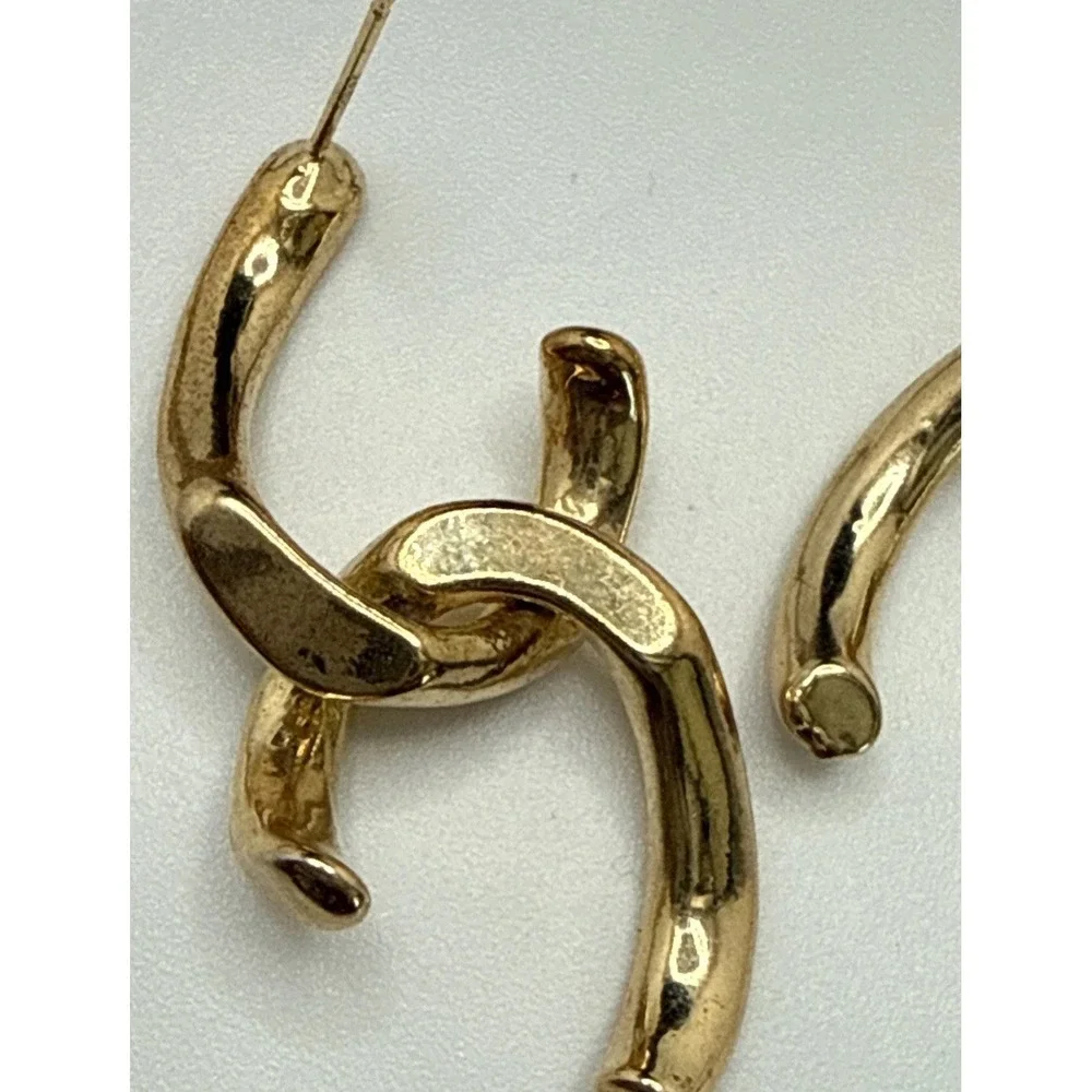 Gorgeous Open Heart Gold Over Sterling Post Earrings 3/4 